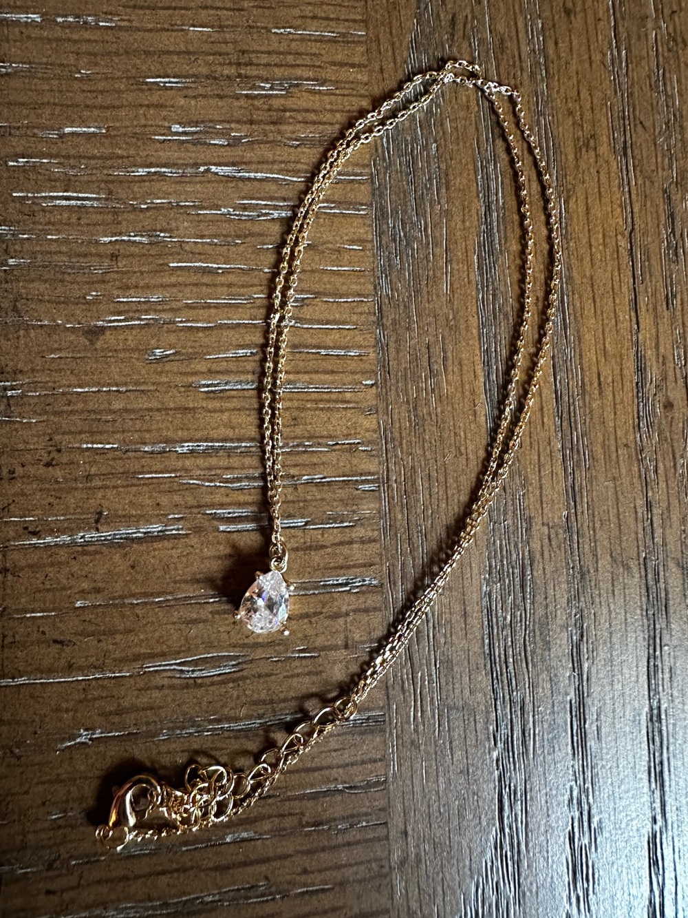 Marsala Manufacturing Gold Plated Pear Crystal Necklace